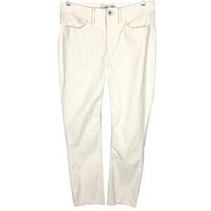 Vineyard Vines Womens Straight Crop High Rise Corduroy Pants Raw Hem Ivory 26